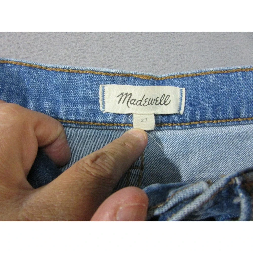 Madewell Shorts Womens 27 Blue Denim Patchwork Frayed Raw Hem High Rise Festival